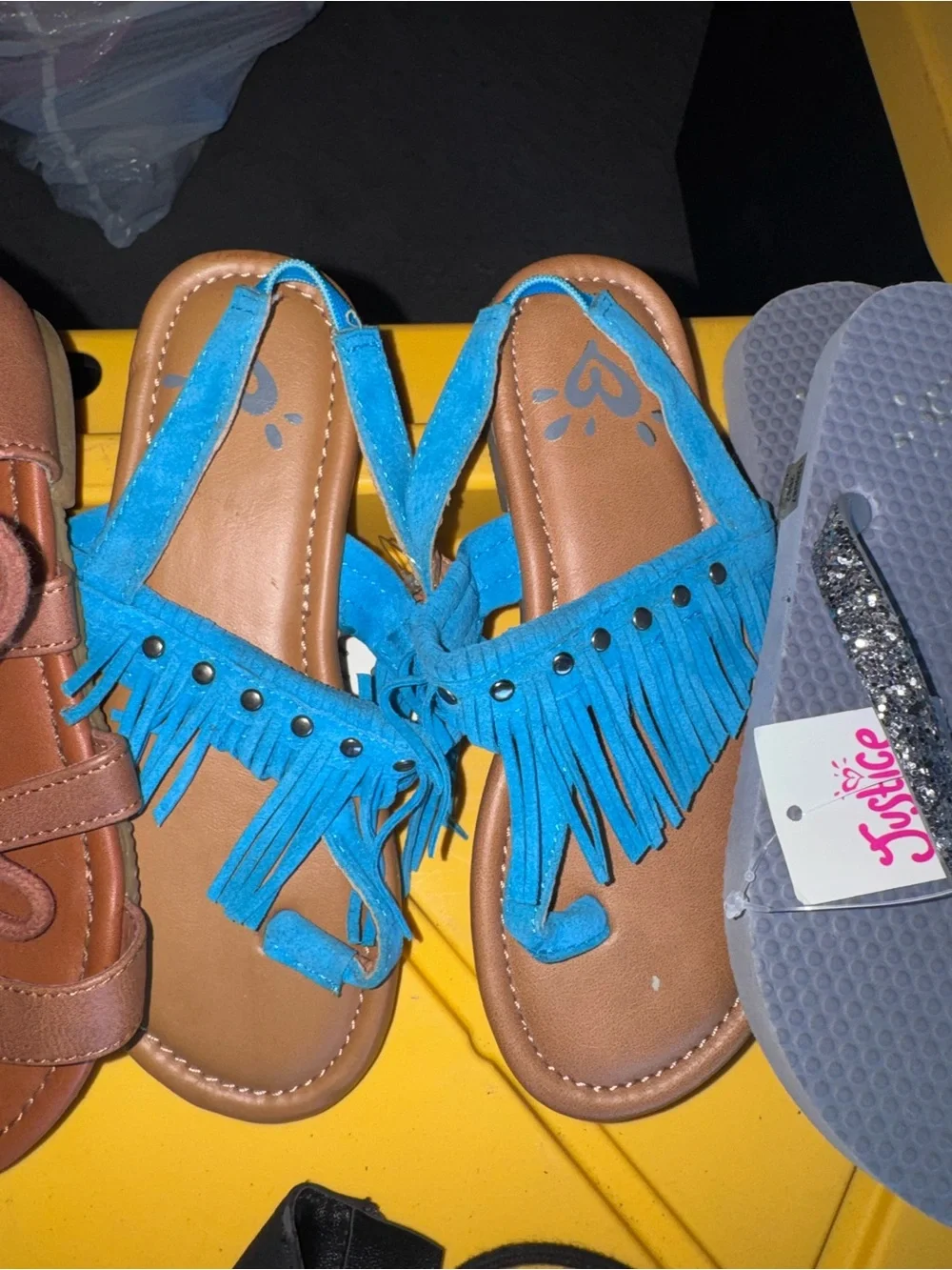 Justice Girls Brown and Silver Gladiator Sandals